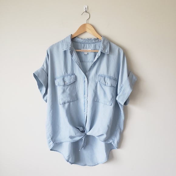 Thread & Supply Tops - Thread & Supply Chambray Tie Front Blouse